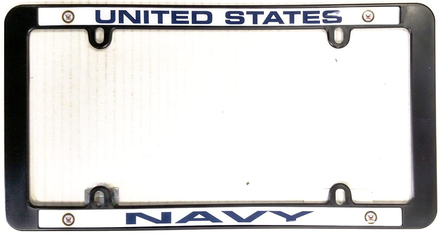 Navy Black Plastic License Plate Frame Tag Cover United States Military