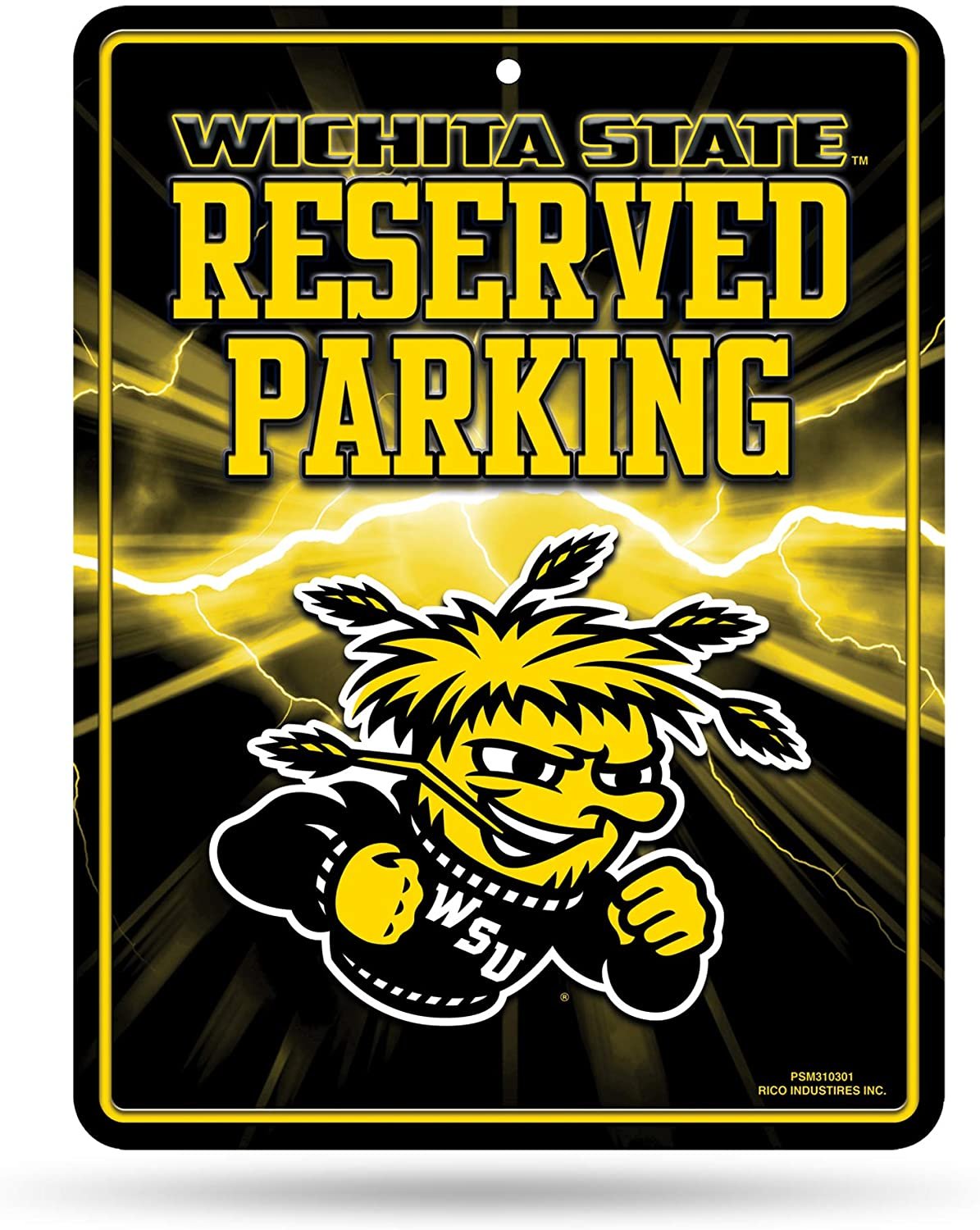 Wichita State University Shockers Metal Wall Parking Sign, 8.5x11 Inch, Primary Design, Great for Man Cave, Bed Room, Office, Home Decor