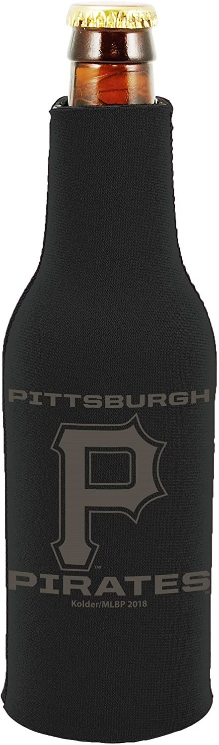 Pittsburgh Pirates 2-Pack Zipper Bottle Tonal Black Beverage Insulator Neoprene Holder Cooler Coolie Baseball
