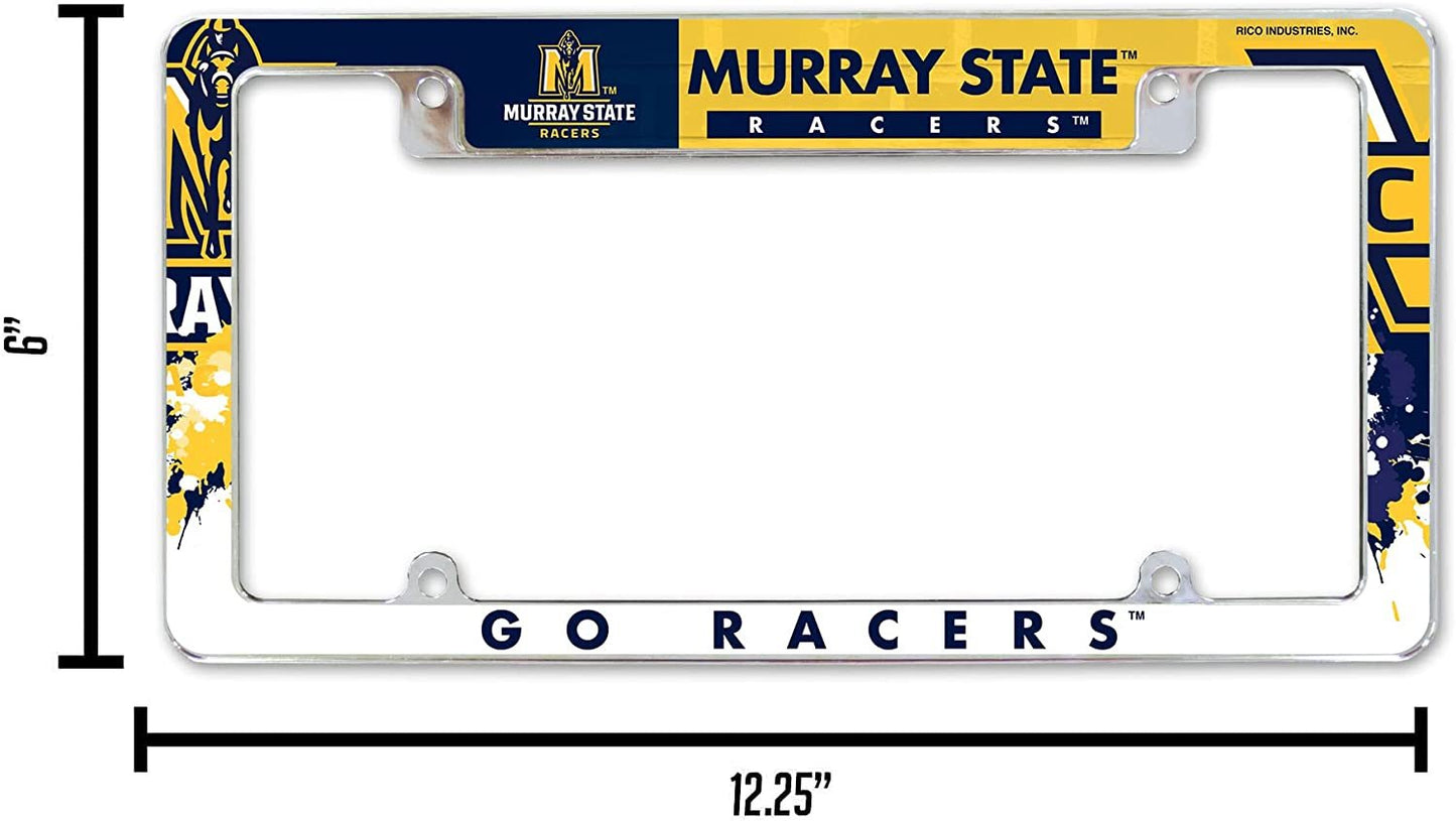 Murray State University Racers Metal License Plate Frame Chrome Tag Cover All Over Design 6x12 Inch