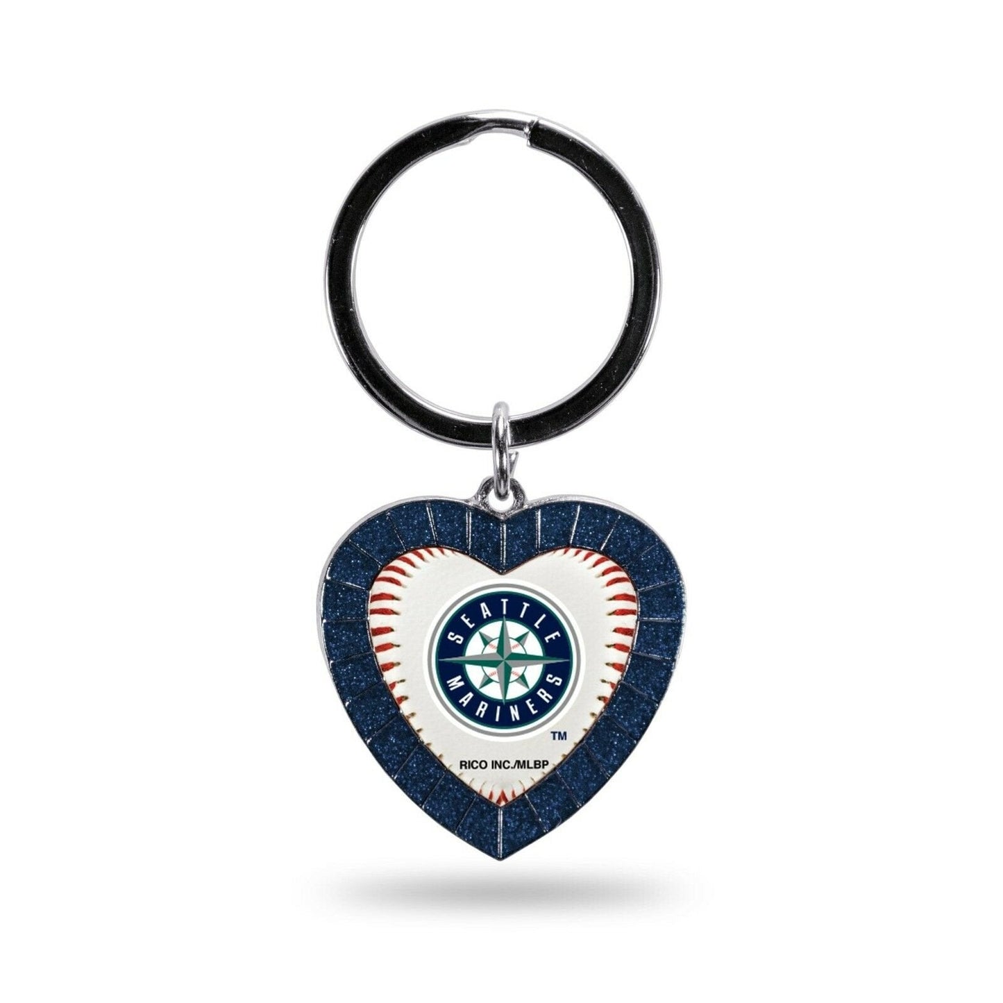 Seattle Mariners Keychain Rhinestone Heart Decal Emblem Team Color Baseball