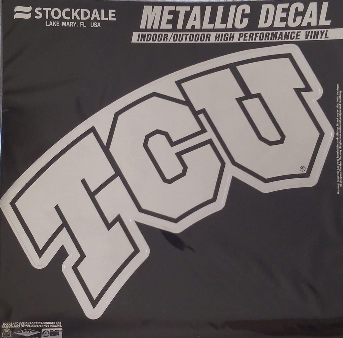 Texas Christian University Horned Frogs TCU 6 Inch Decal Sticker, Metallic Chrome Shimmer Design, Vinyl Die Cut, Auto Home