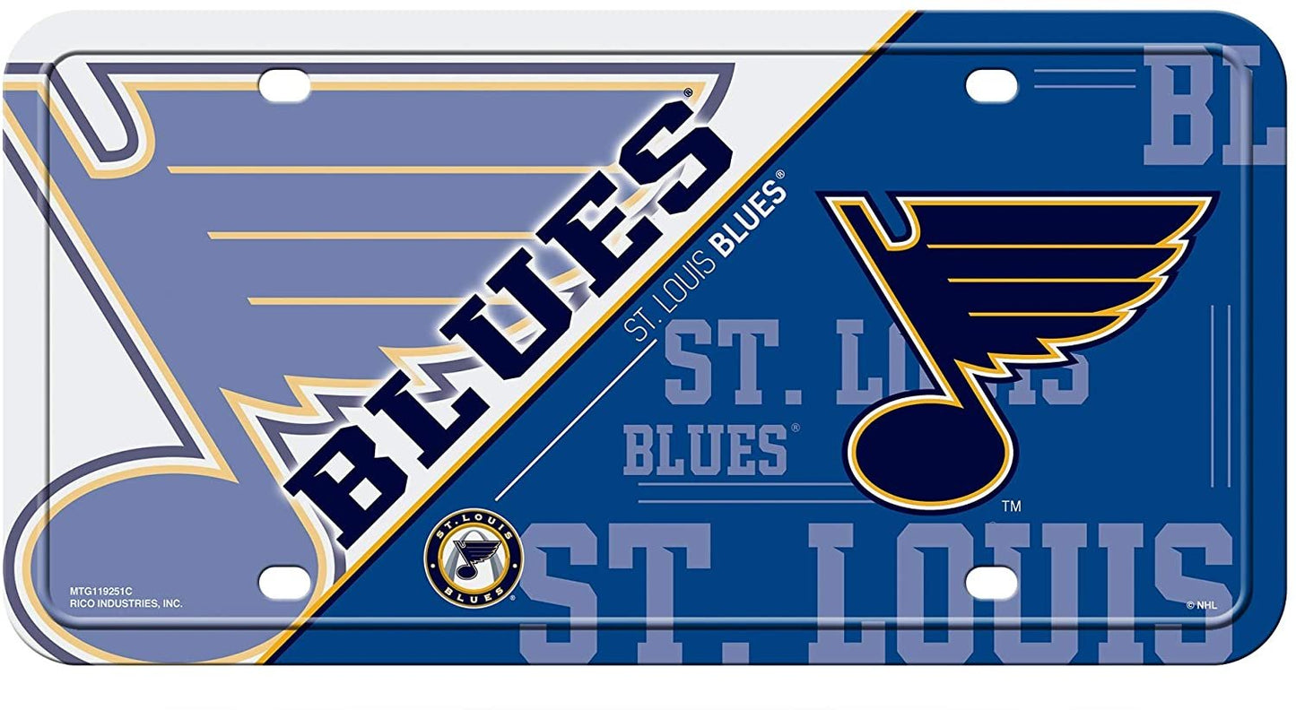 St Louis Blues Metal Auto Tag License Plate, Split Design, 6x12 Inch