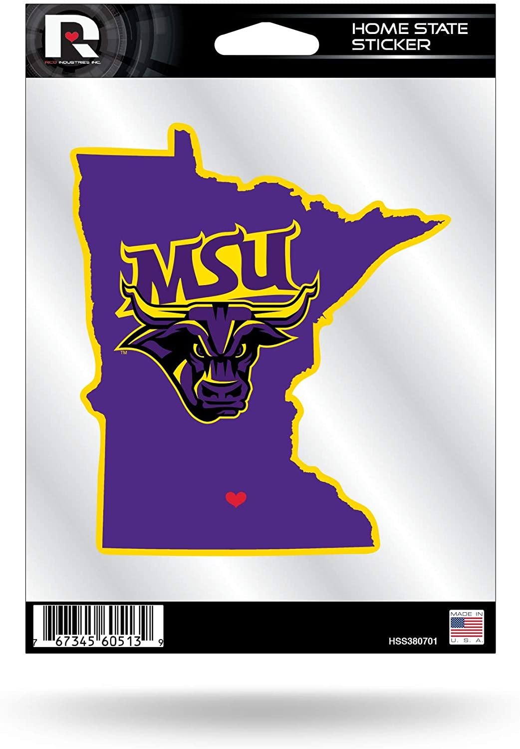 University of Minnesota Mankato Mavericks Home State Sticker Decal Flat Vinyl 5 Inch