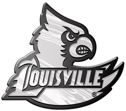 University of Louisville Cardinals Auto Emblem, Chrome Plastic, Adhesive Tape Backing, 3 Inch