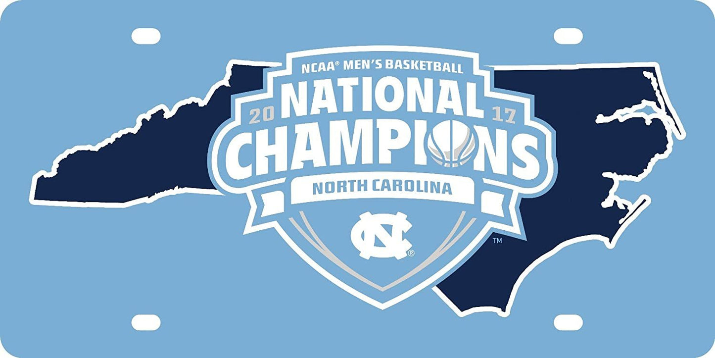 University of North Carolina Tar Heels 2017 Champions Premium Laser Tag License Plate, Mirrored Acrylic Printed, 6x12 Inch