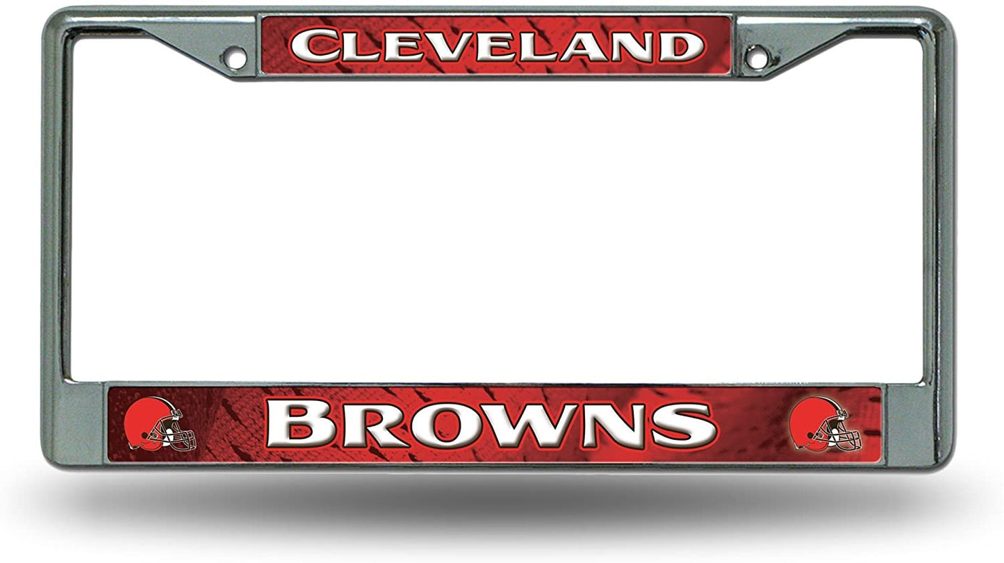Cleveland Browns Premium Metal License Plate Frame Chrome Tag Cover, 12x6 Inch