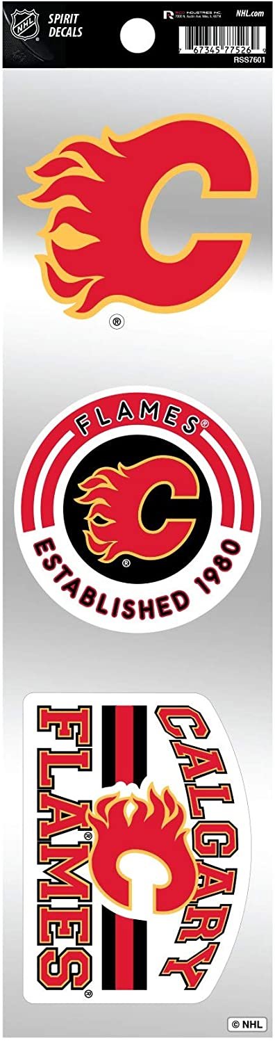 Calgary Flames Triple Retro Decals Throwback Spirit Flat Vinyl Auto Home Sticker Sheet Hockey