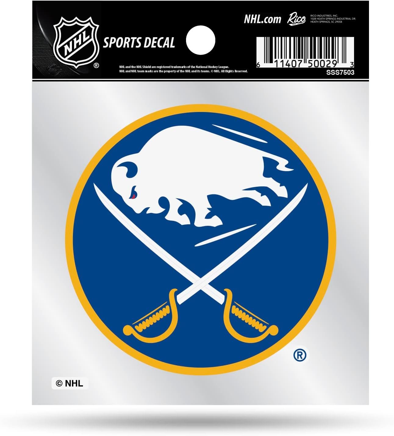 Buffalo Sabres 4x4 Inch Sticker Decal, Flat Vinyl, Full Adhesive Backing