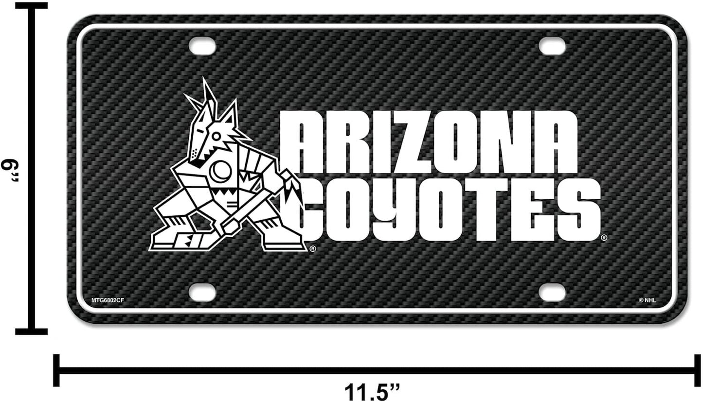 Arizona Coyotes Metal License Plate Tag Carbon Fiber Design Kachina Logo 12x6 Inch