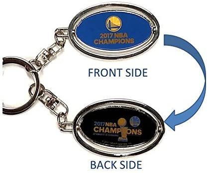 Golden State Warriors 2017 Champions Premium Metal Keychain, 2-Sided Spinner Oval Fob