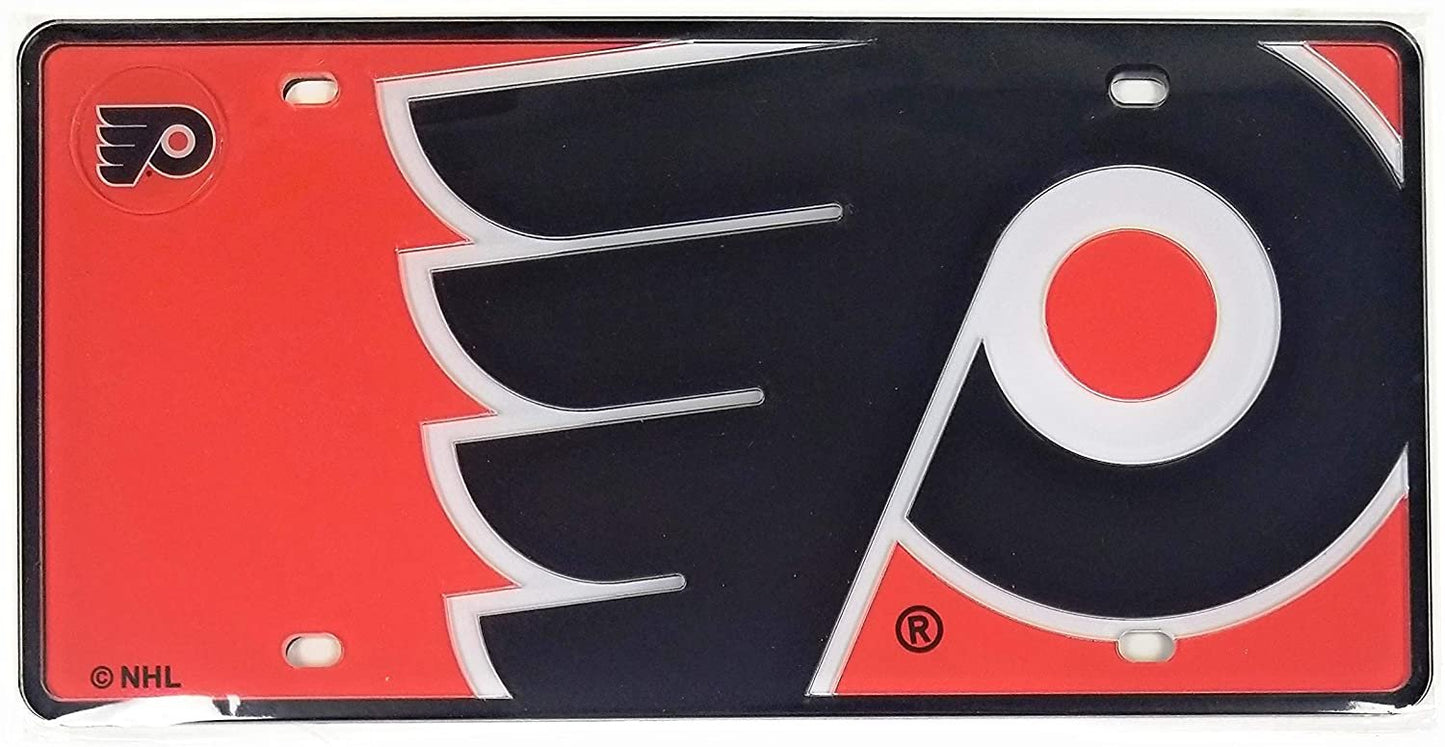 Philadelphia Flyers Premium Laser Tag License Plate Mirrored Acrylic Inlaid 6x12 Inch Mega Logo Design
