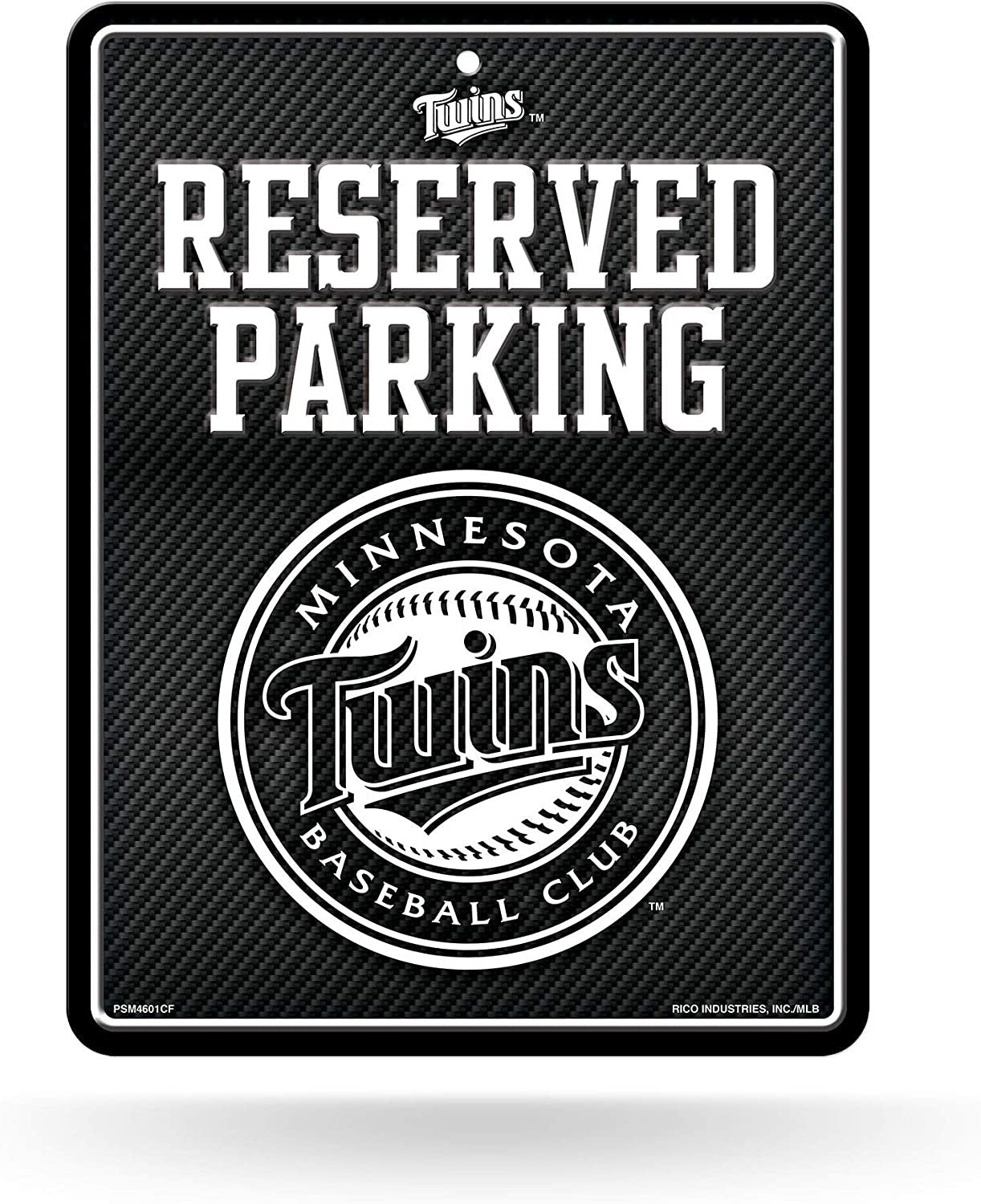 Minnesota Twins Metal Parking Novelty Wall Sign 8.5 x 11 Inch Carbon Fiber Design