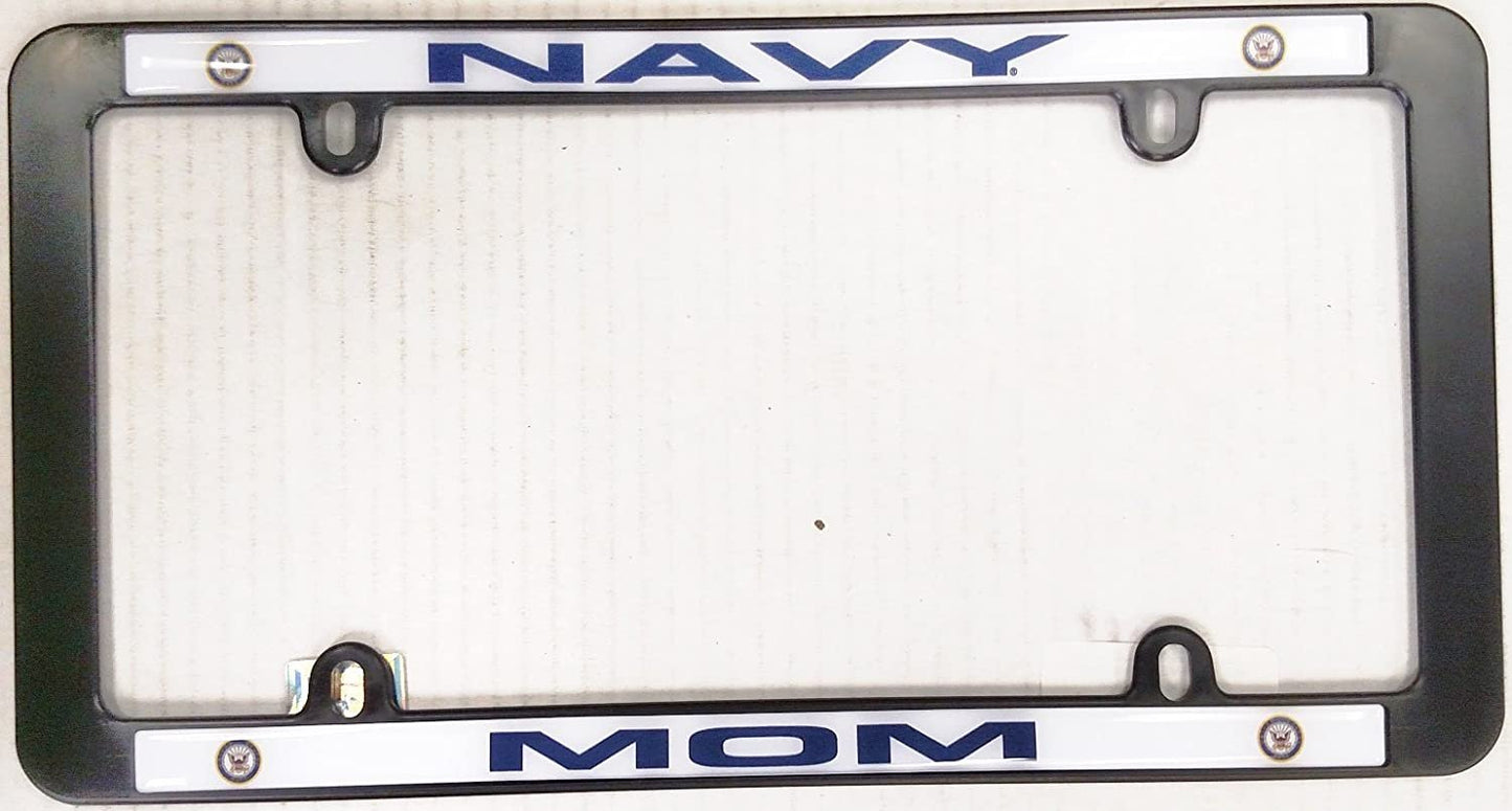 Navy MOM Black Plastic License Plate Frame Tag Cover United States Military