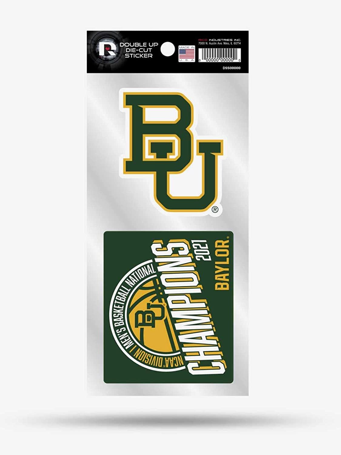 Baylor University Bears 2020-2021 Basketball National Champions Sticker Decal Sheet 2-Piece, 4 Inch Double Up