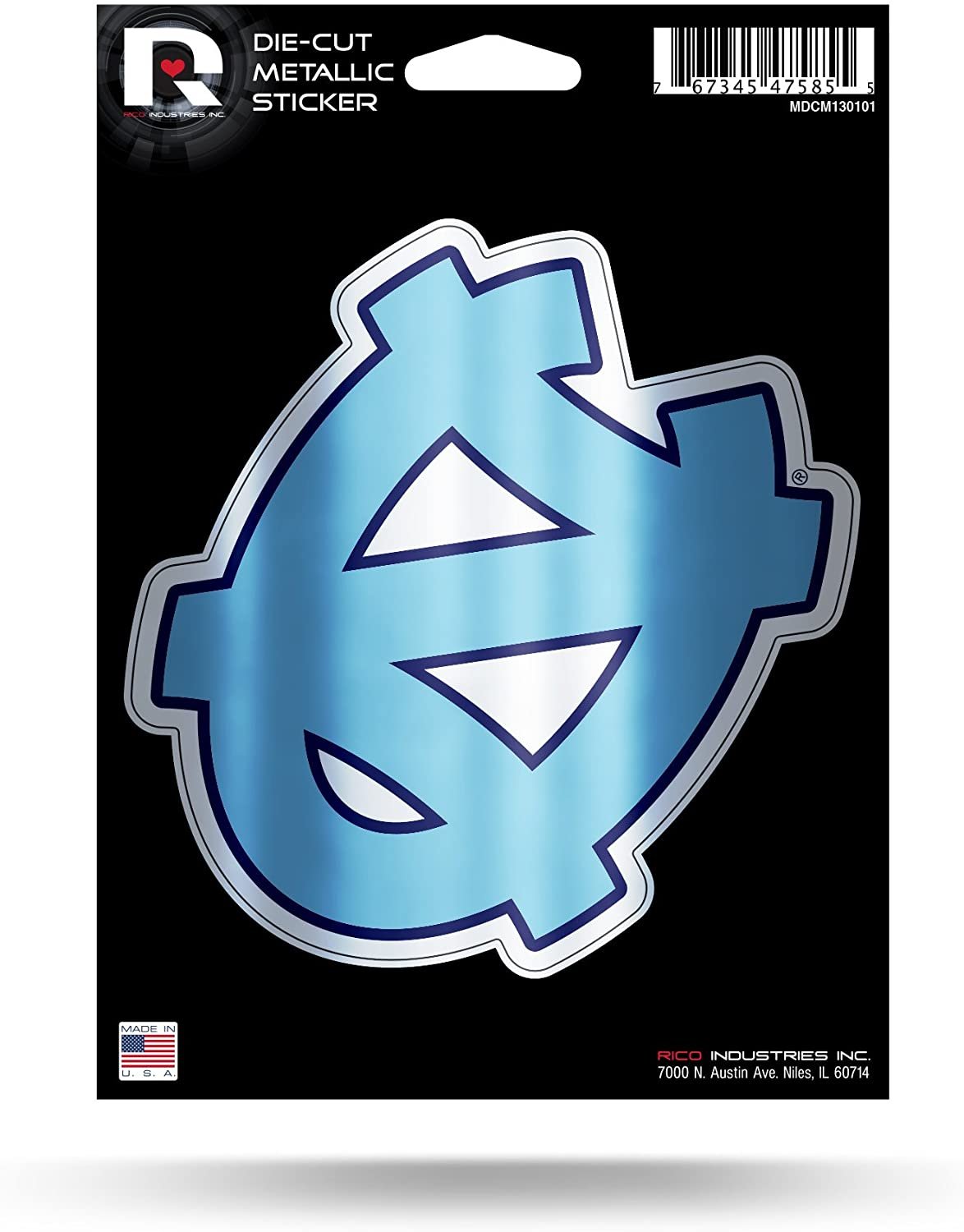 University of North Carolina Tar Heels 5 Inch Die Cut Shimmer Metallic Decal Sticker Flat Vinyl