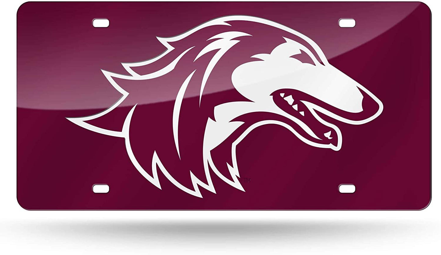 Southern Illinois University Salukis Premium Laser Cut Tag License Plate, Red Mirrored Acrylic Inlaid, 12x6 Inch
