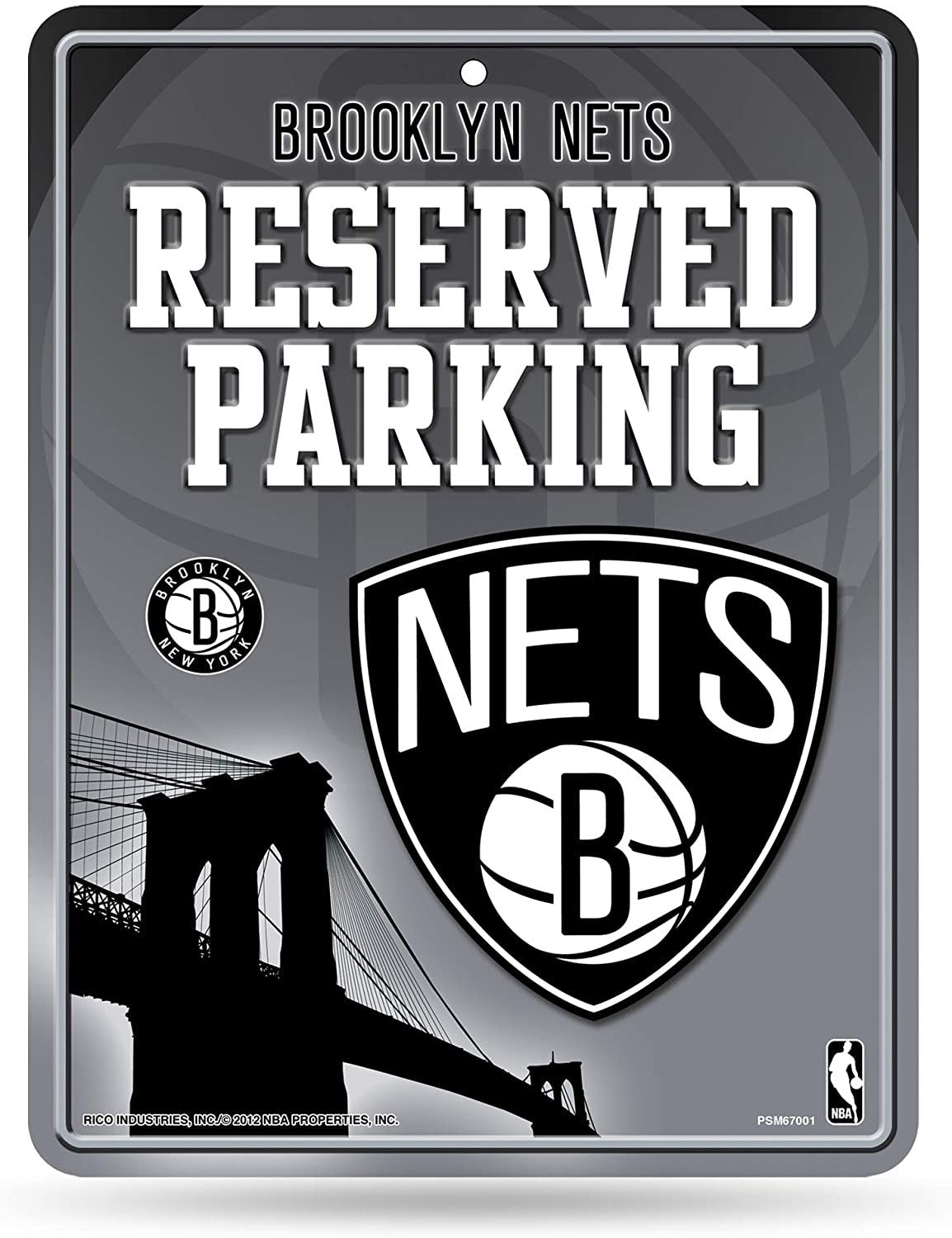 Brooklyn Nets Premium Metal Wall Parking Sign, 8.5x11 Inch, Primary Design, Great for Man Cave, Bed Room, Office, Home Decor