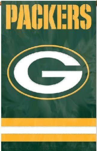 Green Bay Packers Banner Flag Premium Double Sided Embroidered Applique 28x44 Inch