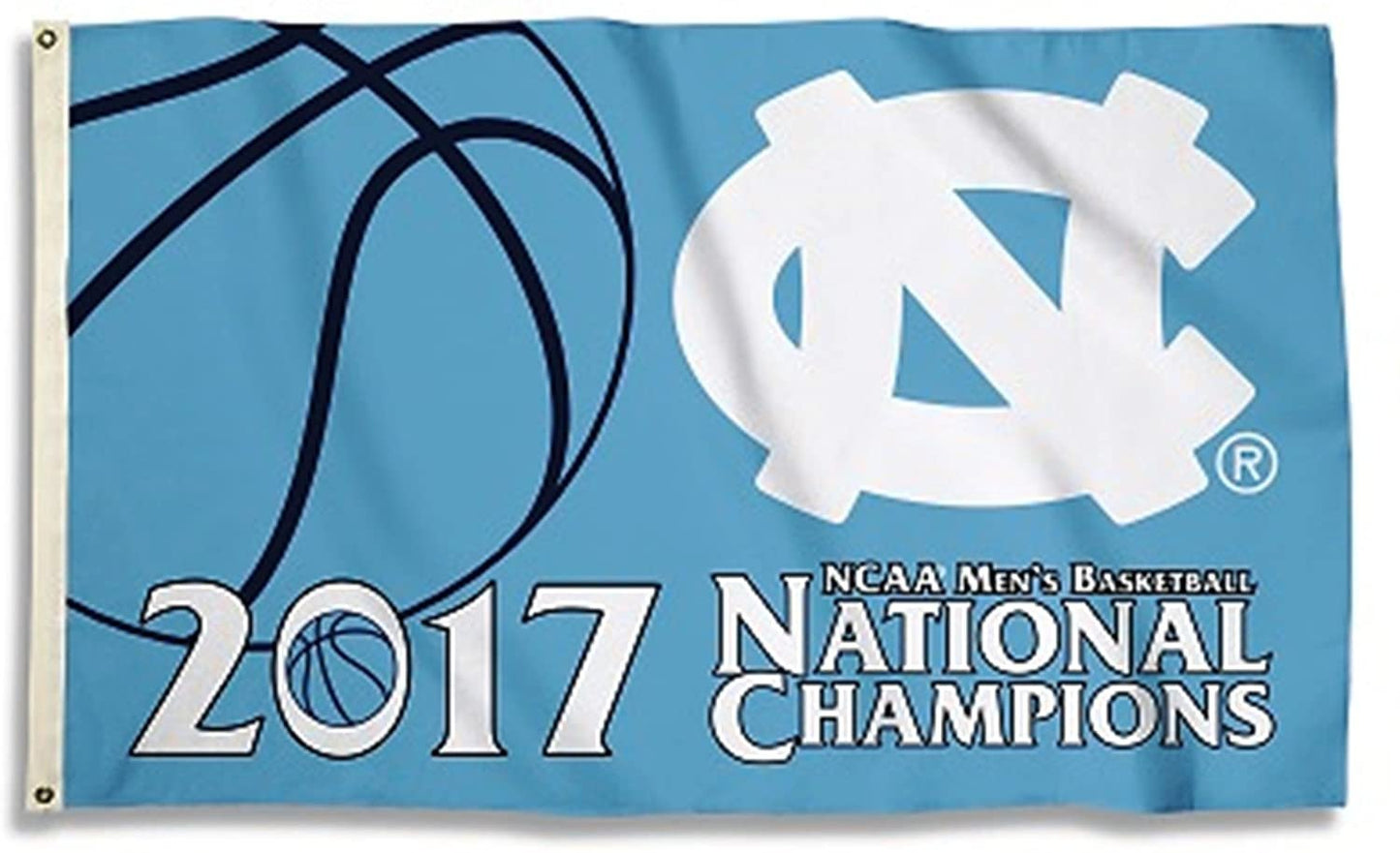 University of North Carolina Tar Heels 2017 Champions Premium Flag Banner, 3x5 Feet with Metal Grommets, Outdoor or Indoor Use, Single Sided