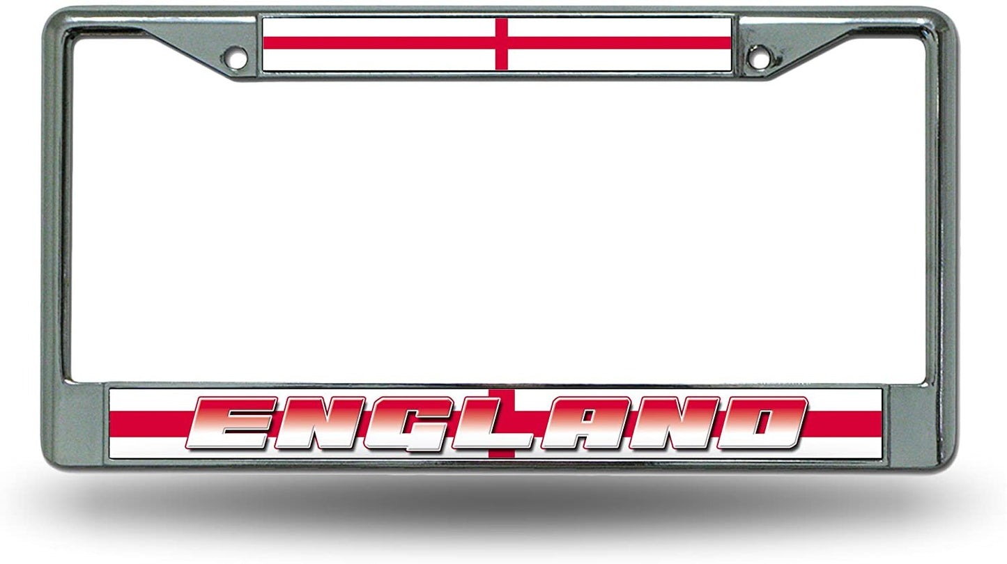 England National Soccer Team World Cup Chrome Metal License Plate Frame Tag Cover, 6x12 Inch