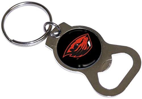 Oregon State University Beavers Premium Solid Metal Bottle Opener Keychain, Silver Key Ring, Team Logo