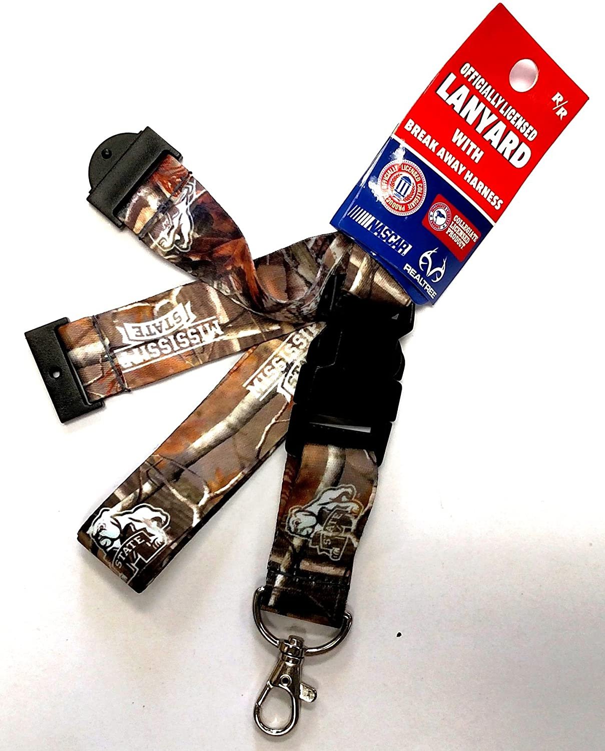 Mississippi State University Bulldogs Camo Lanyard Keychain Double Sided Breakaway Safety Design Adult 18 Inch
