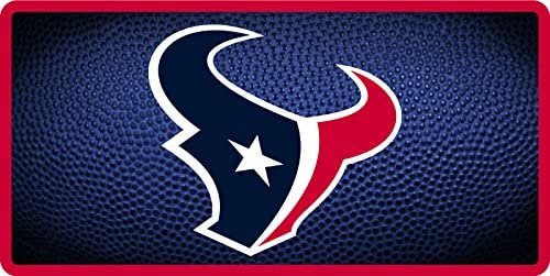 Houston Texans Premium Laser Cut Tag License Plate, Team Ball Design, Mirrored Acrylic Inlaid, 6x12 Inch