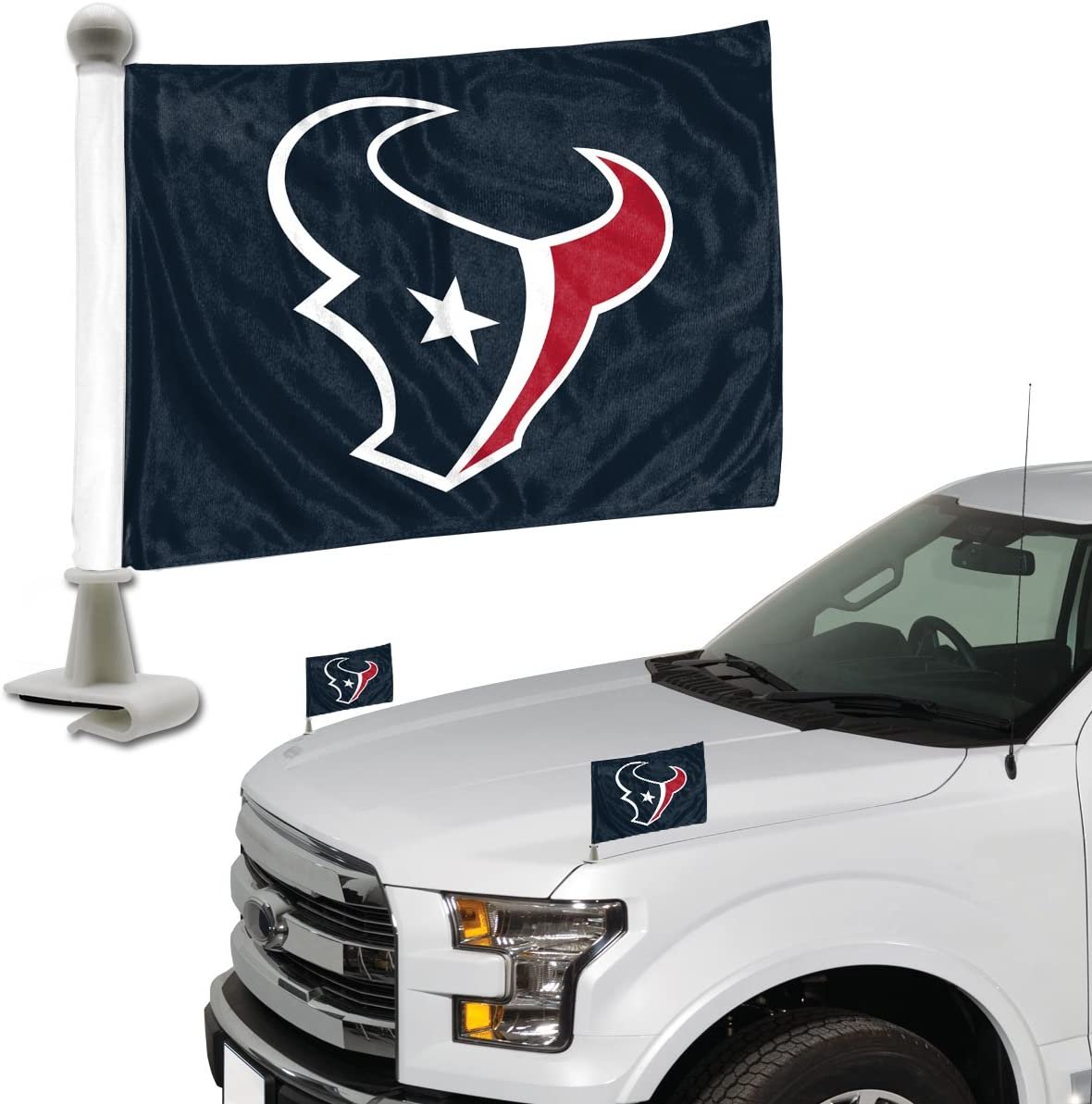 Houston Texans Car Flag Set, Ambassador Style, 4x6 Inch Double Sided Flags, Set of 2