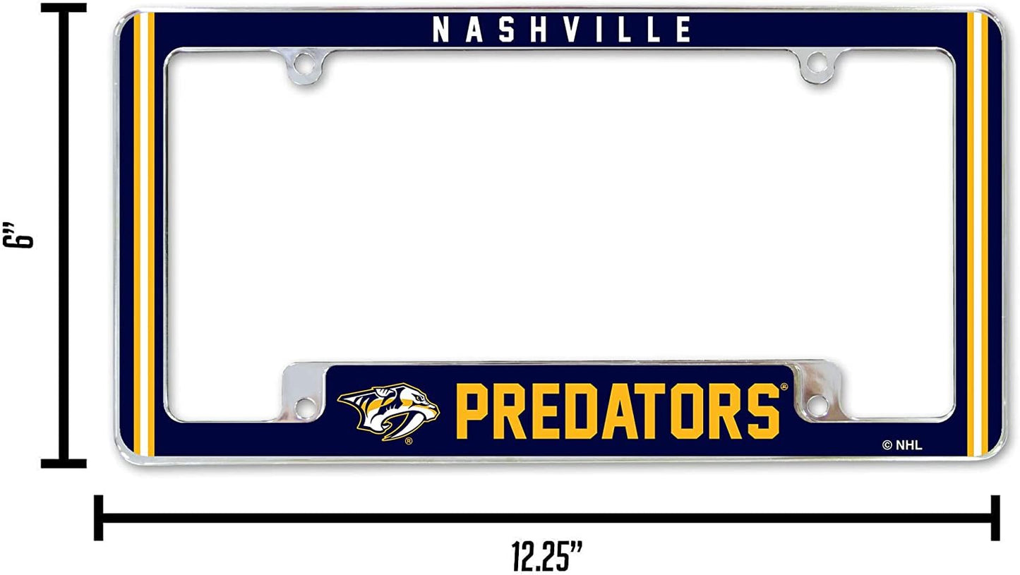 Nashville Predators Metal License Plate Frame Chrome Tag Cover Alternate Design 6x12 Inch