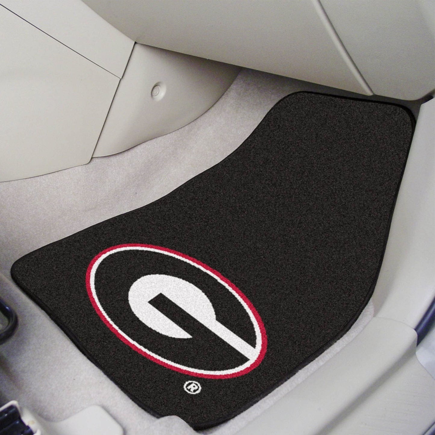 University of Georgia Bulldogs 2-Piece Vehicle Carpet Mat Set, Black, Front Row Automotive Floor Mats, Non-Slip Backing, 18x27 Inch Each, Team Colors, Officially Licensed