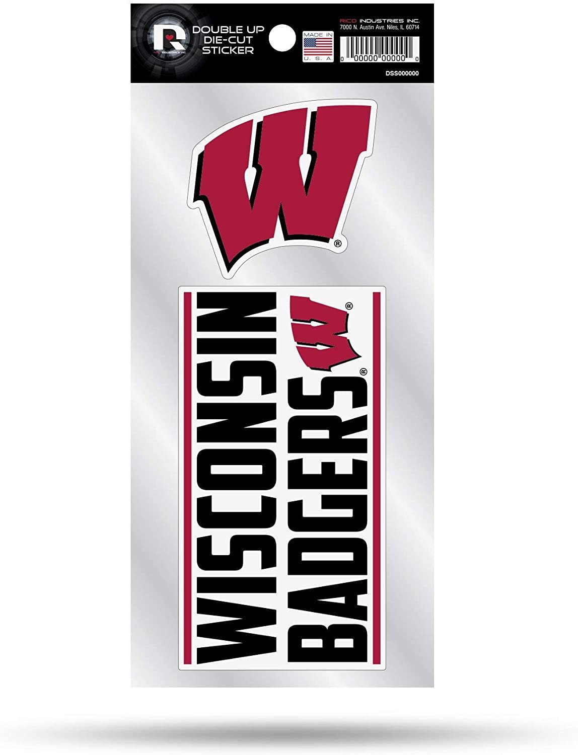 University of Wisconsin Badgers 2-Piece Double Up Die Cut Sticker Decal Sheet, 4x8 Inch