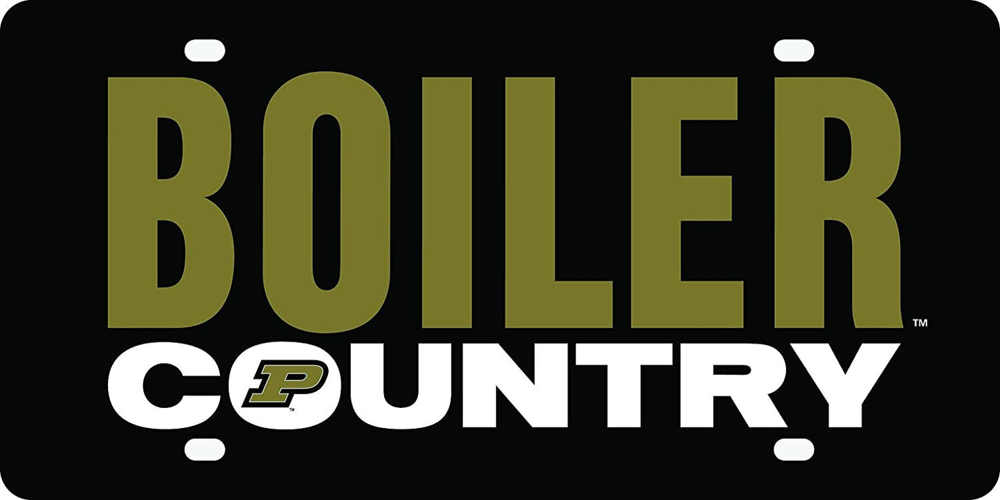 Purdue University Boilermakers Premium Laser Cut Tag License Plate, Country, Mirrored Acrylic Inlaid, 6x12 Inch