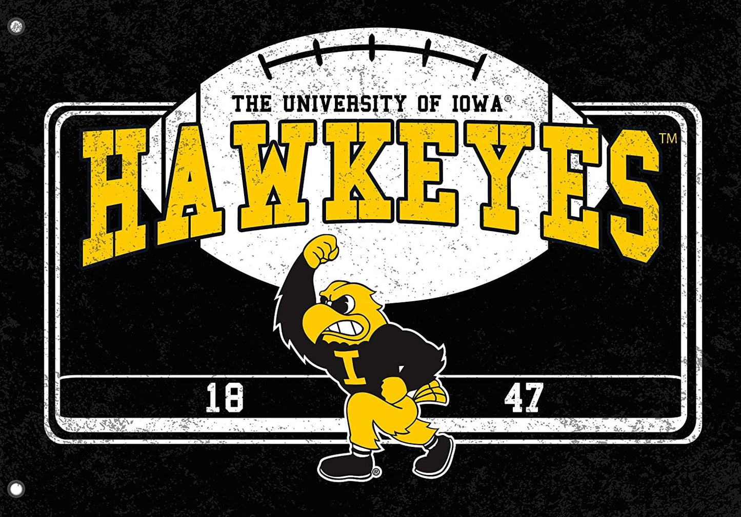 University of Iowa Hawkeyes Premium Double Sided Flag Banner, Estate Style, Linen, 36x52 Inch