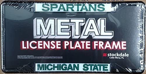 Michigan State University Spartans Deluxe Black Metal License Plate Frame Tag Cover, 12x6 Inch