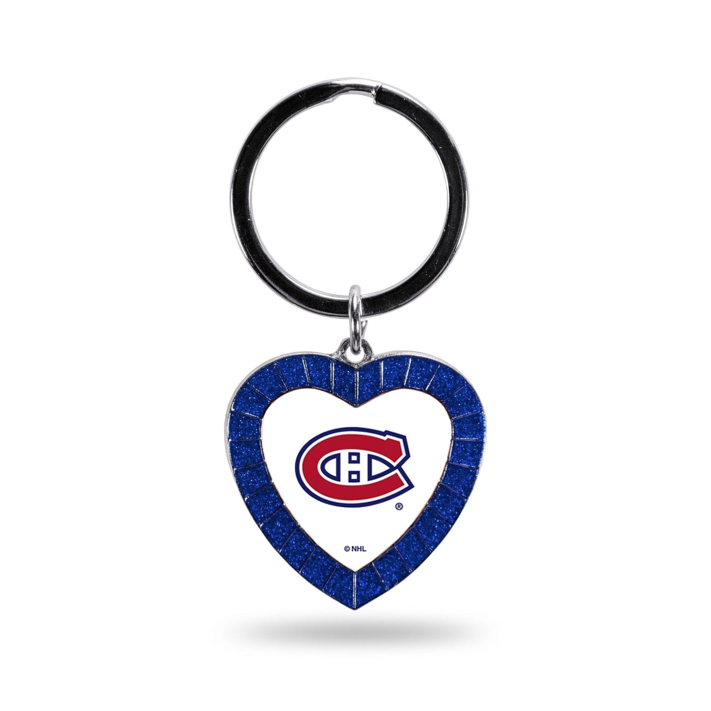Montreal Canadiens Metal Keychain, Team Color Rhinestone Heart