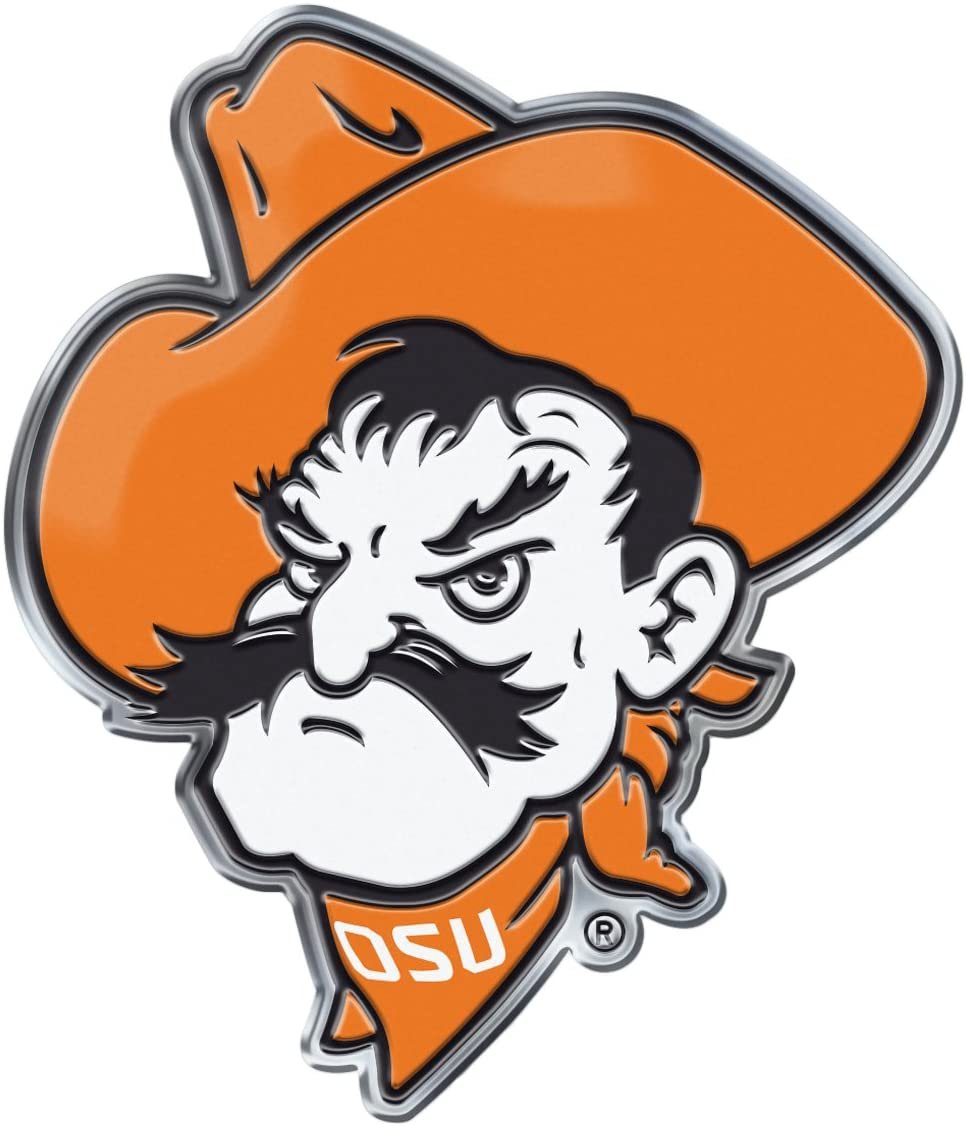 Oklahoma State University Cowboys Premium Aluminum Metal Raised Auto Emblem, Alternate Logo, Color Embossed, Full Adhesive Backing
