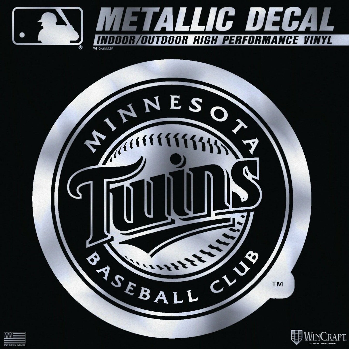 Minnesota Twins 6 Inch Decal Sticker, Metallic Chrome Shimmer Design