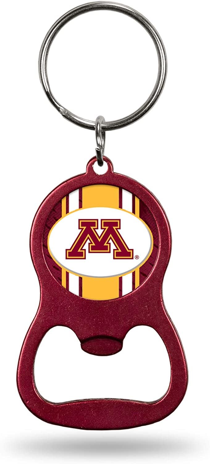 University of Minnesota Golden Gophers Premium Solid Metal Bottle Opener Keychain, Key Ring, Team Color