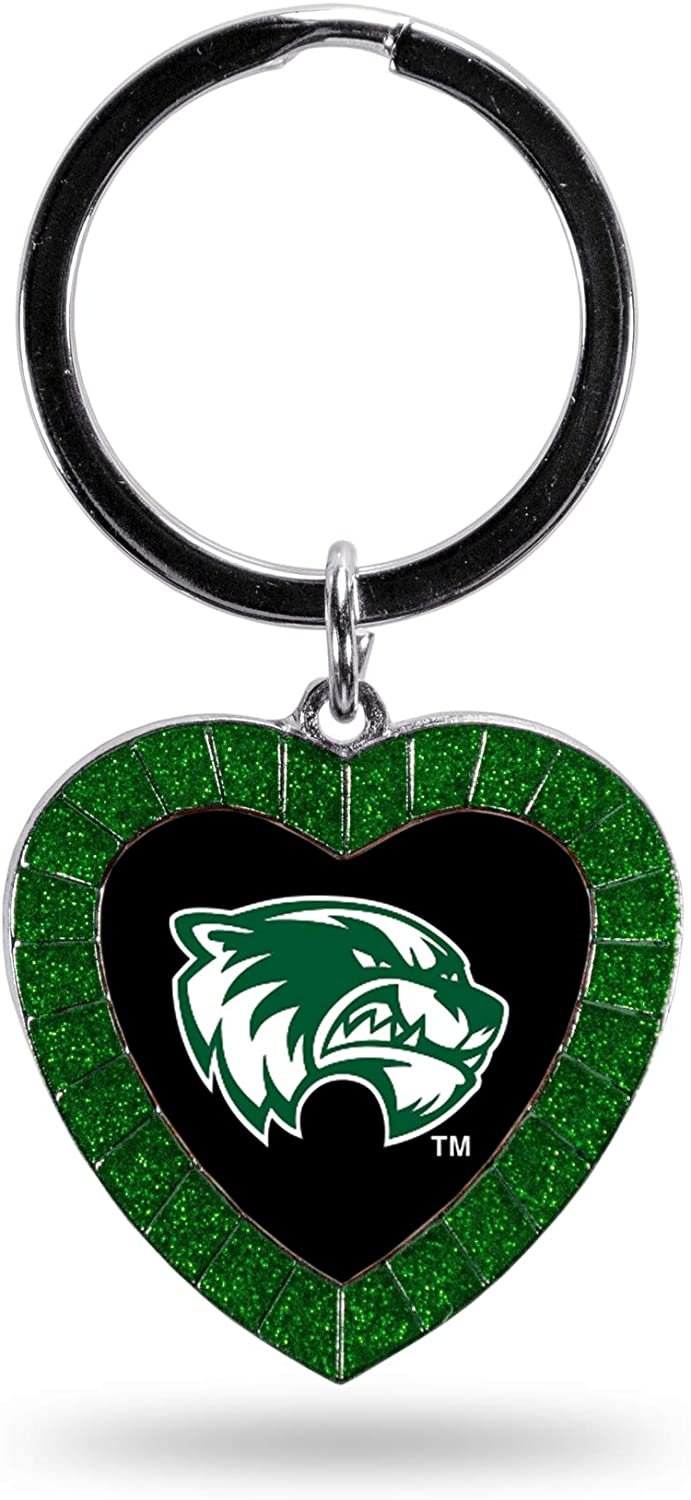Utah Valley Wolverines NCAA Rhinestone Heart Colored Keychain, Green, 3-inches in length