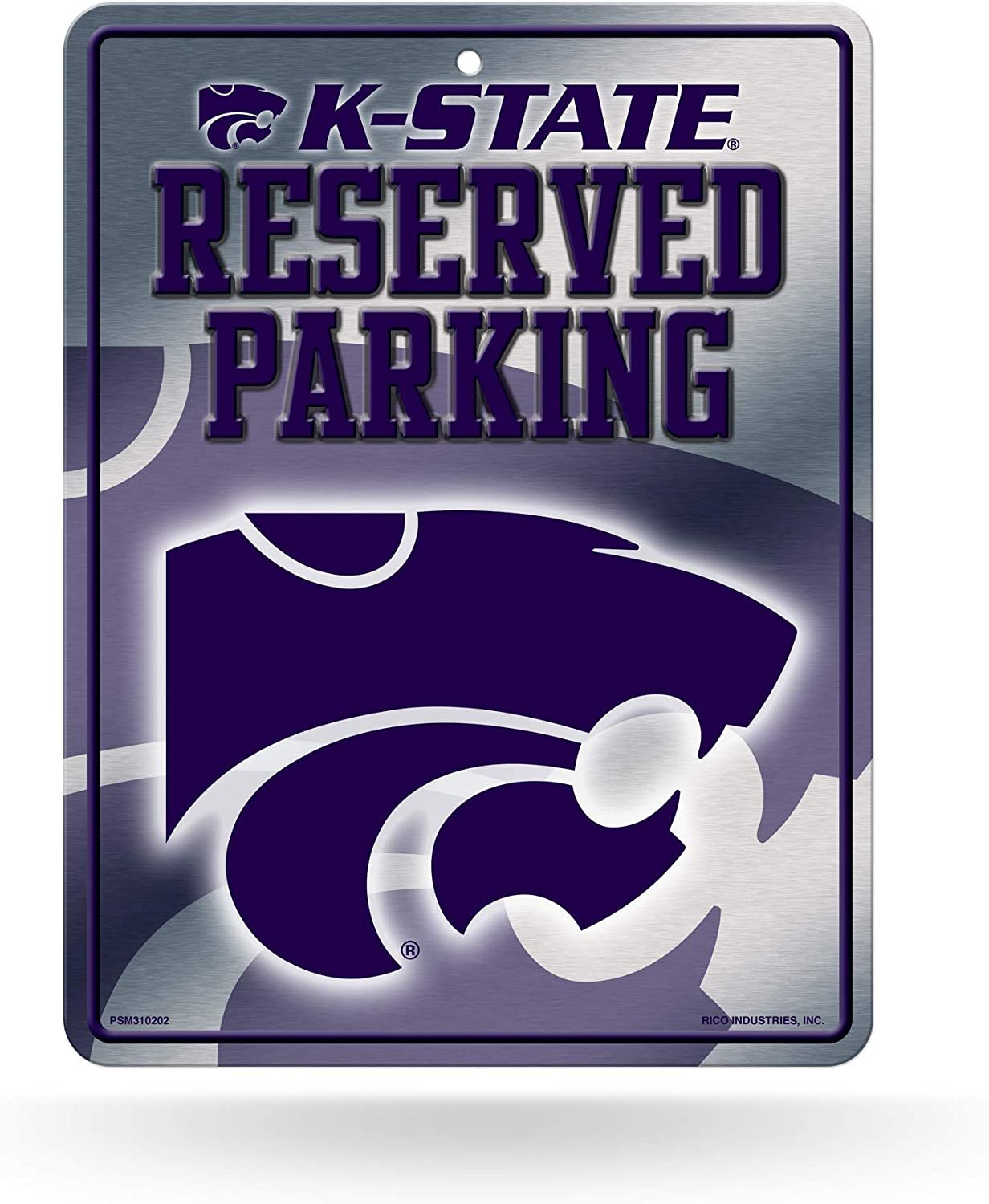 Kansas State University Wildcats Metal Wall Parking Sign, 8.5x11 Inch, Primary Design, Great for Man Cave, Bed Room, Office, Home Decor