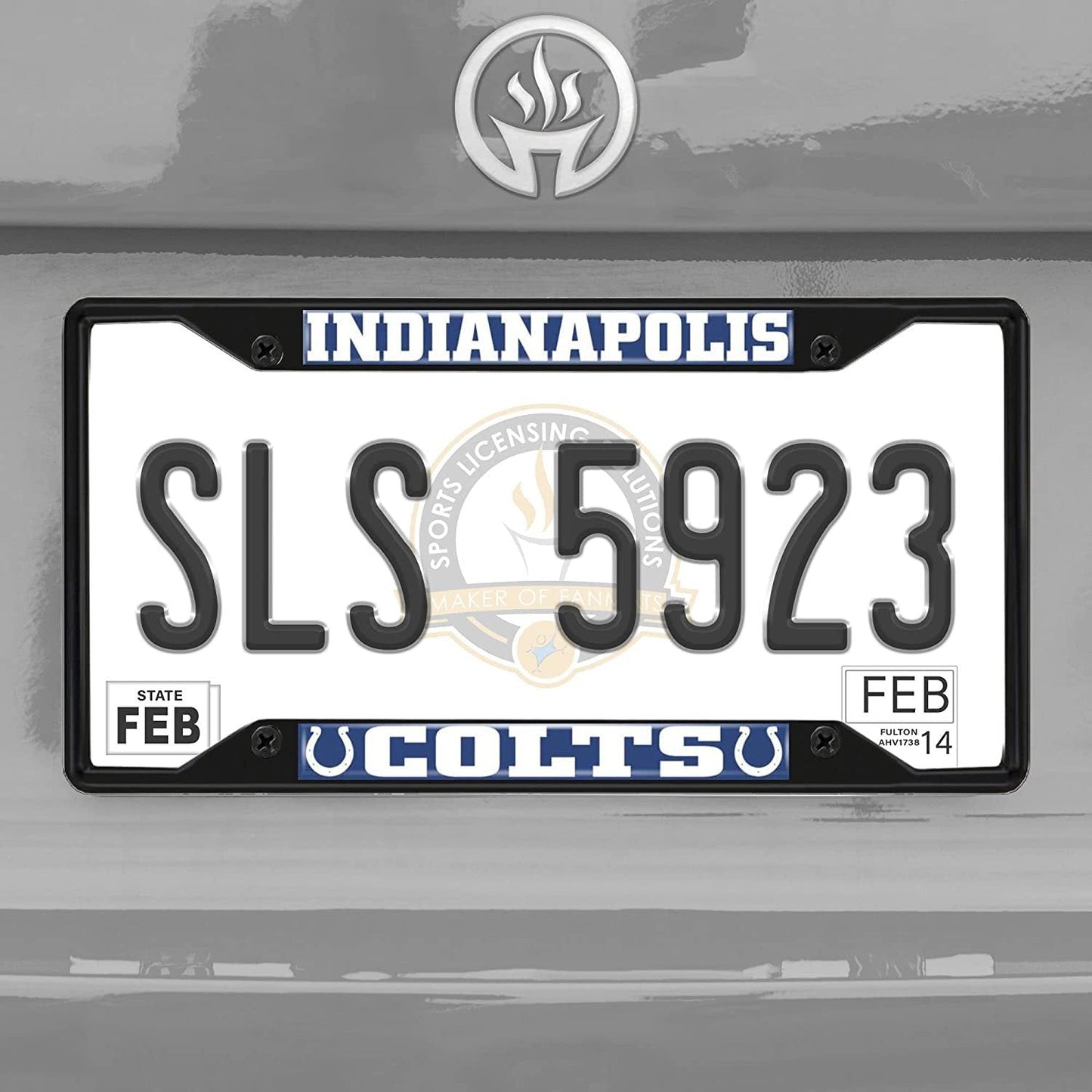 Indianapolis Colts Black Metal License Plate Frame Tag Cover, 6x12 Inch