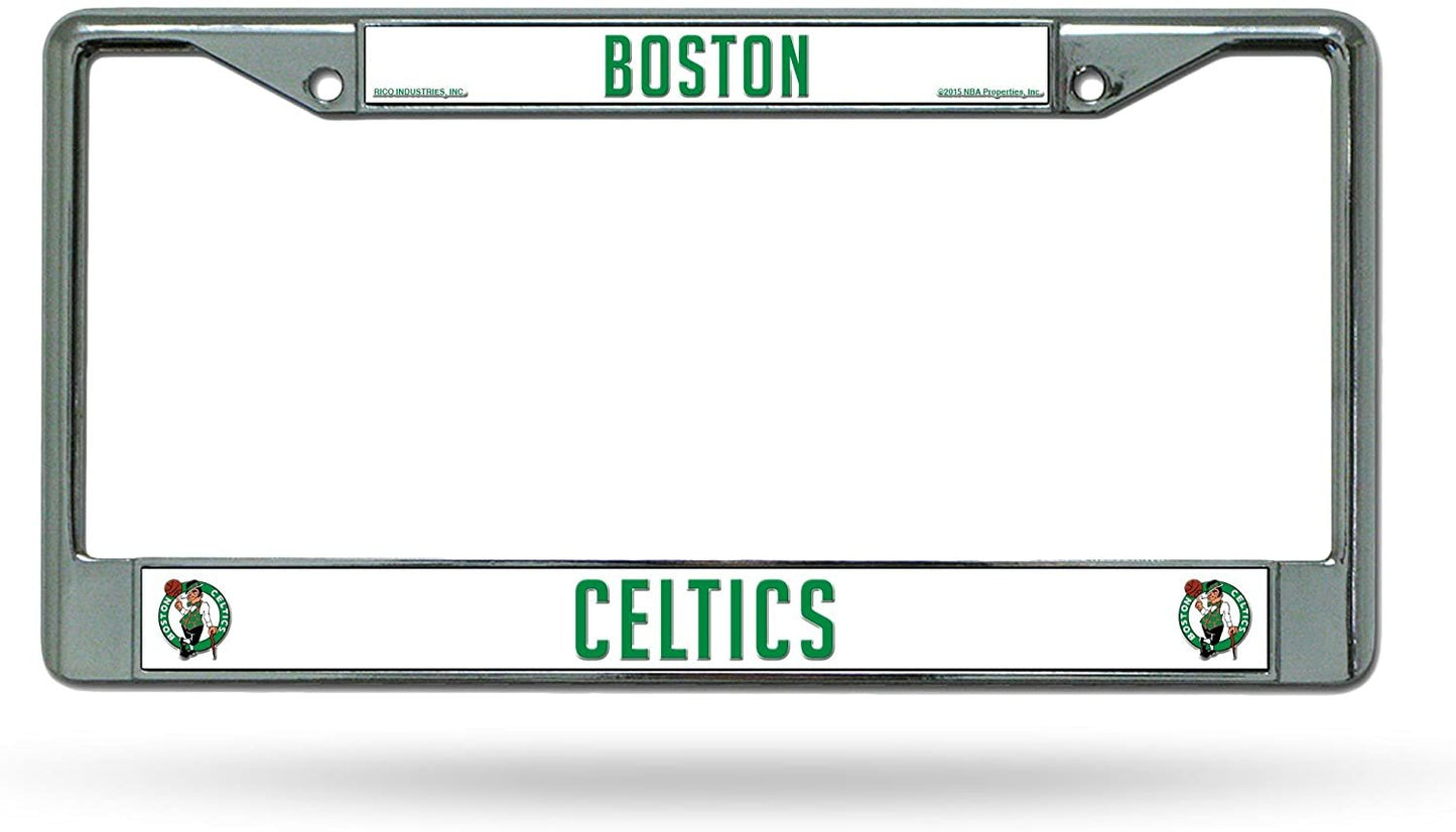 Boston Celtics Metal License Plate Frame Chrome Tag Cover 6x12 Inch