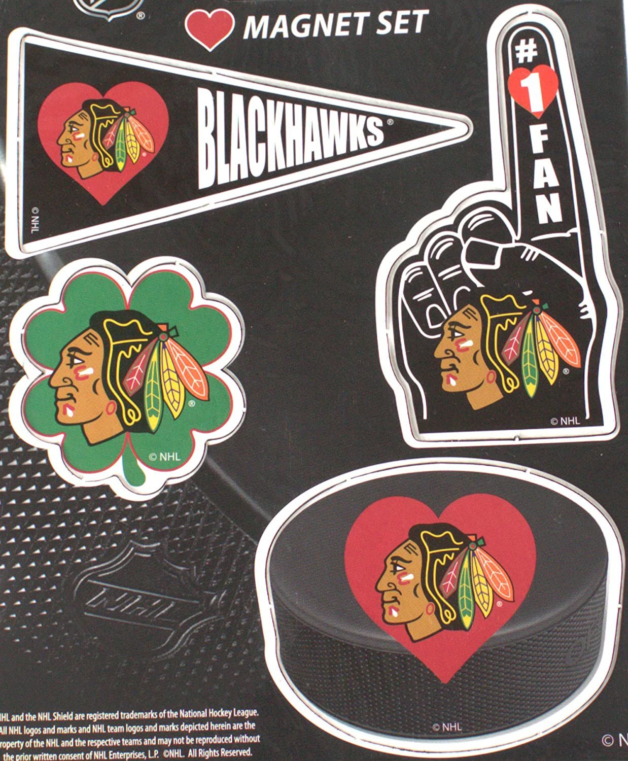 Chicago Blackhawks Set of 4 Magnet Set Refrigerator Heavy Duty Home Indoor, 4.5x6 Inch Sheet
