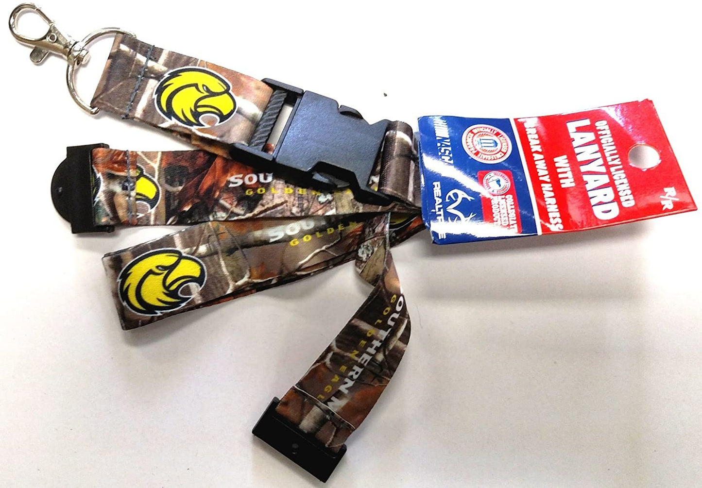 Southern Miss Golden Eagles CAMO Deluxe 2-Sided Lanyard Breakaway Clip w/J-Hook Keychain University of Mississippi
