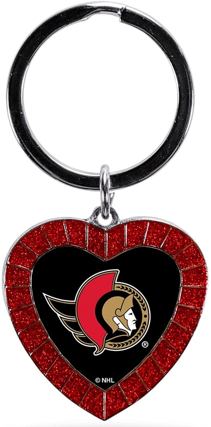 Ottawa Senators Keychain Rhinestone Heart Decal Emblem Team Color Hockey