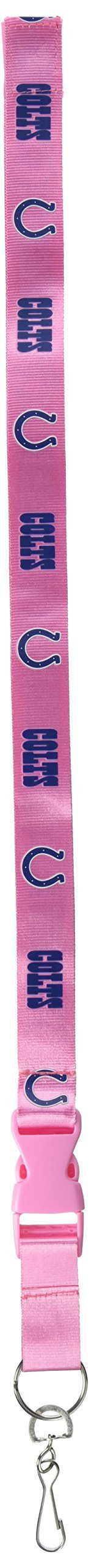 Indianapolis Colts Premium Lanyard Keychain, Breakaway Safety Style, Pink Design, Adult Size, 36 x .75 Inch