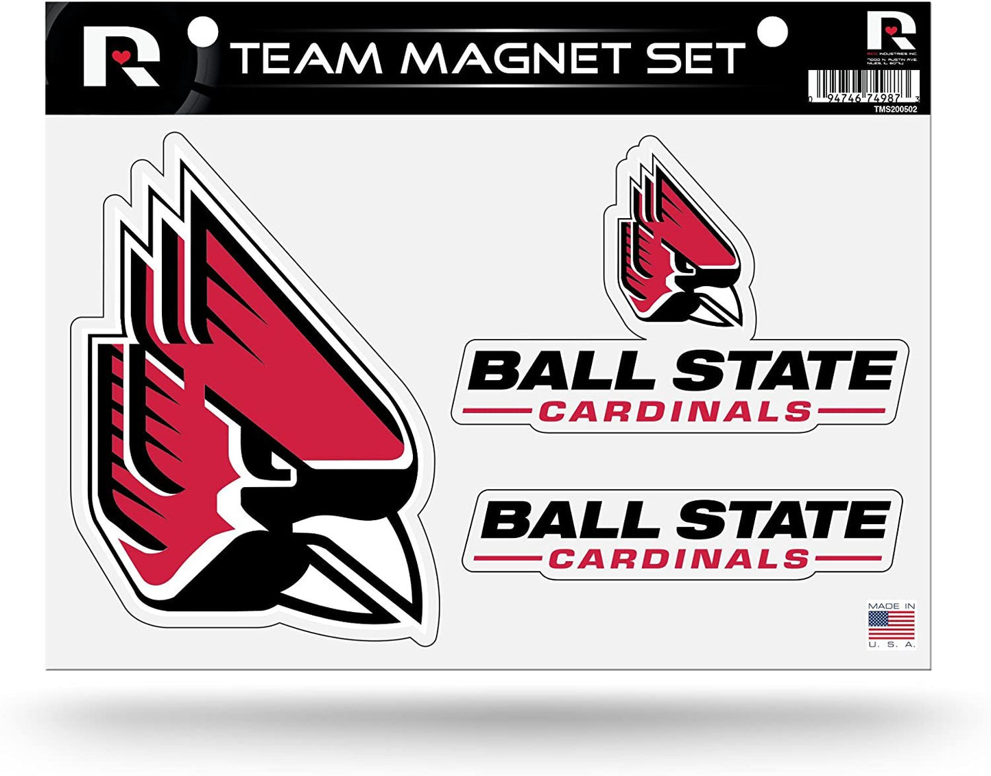 Ball State University Cardinals Multi Magnet Sheet Shape Cut 8x11 Inch