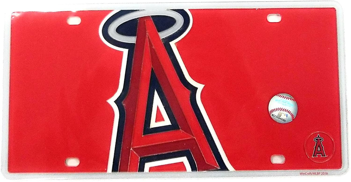 Los Angeles Angels Premium Laser Cut Tag License Plate, Mirrored Acrylic Inlaid, Mega Logo, 12x6 Inch