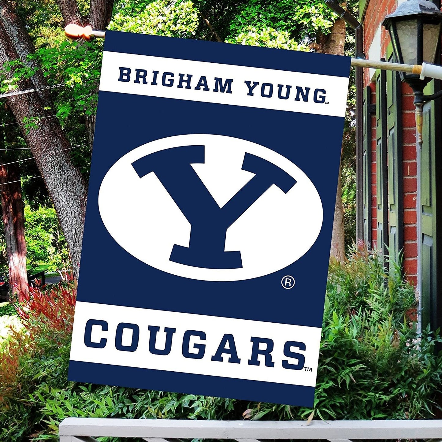 Brigham Young University Cougars BYU Premium 2-Sided Banner Flag, 28x40 Inch, Sleeve at Top for Accepting Pole, Display Pole Sold Seperately